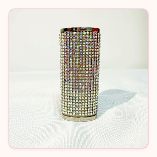 Silver rhinestone lighter case