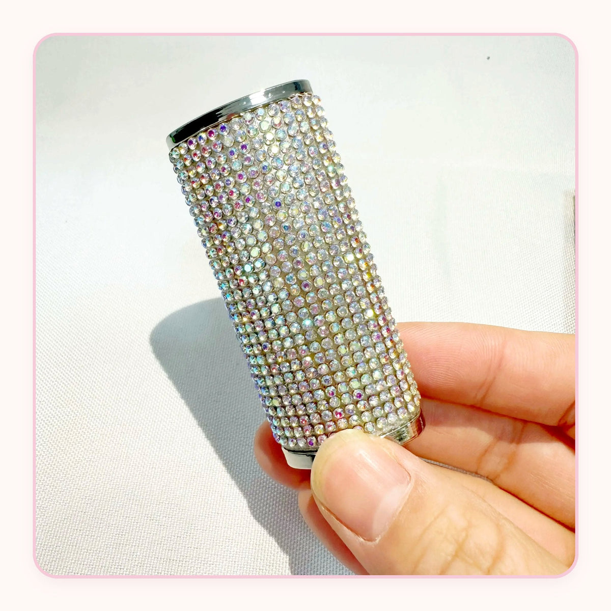 Silver rhinestone lighter case