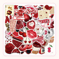 Red cherry-themed sticker pack with bows, lips and disco balls