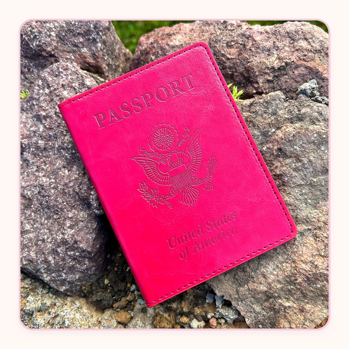 Hot pink embossed U.S. passport cover