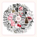 Y2K coquette sticker pack with silver stars, cherries, leopard and disco balls