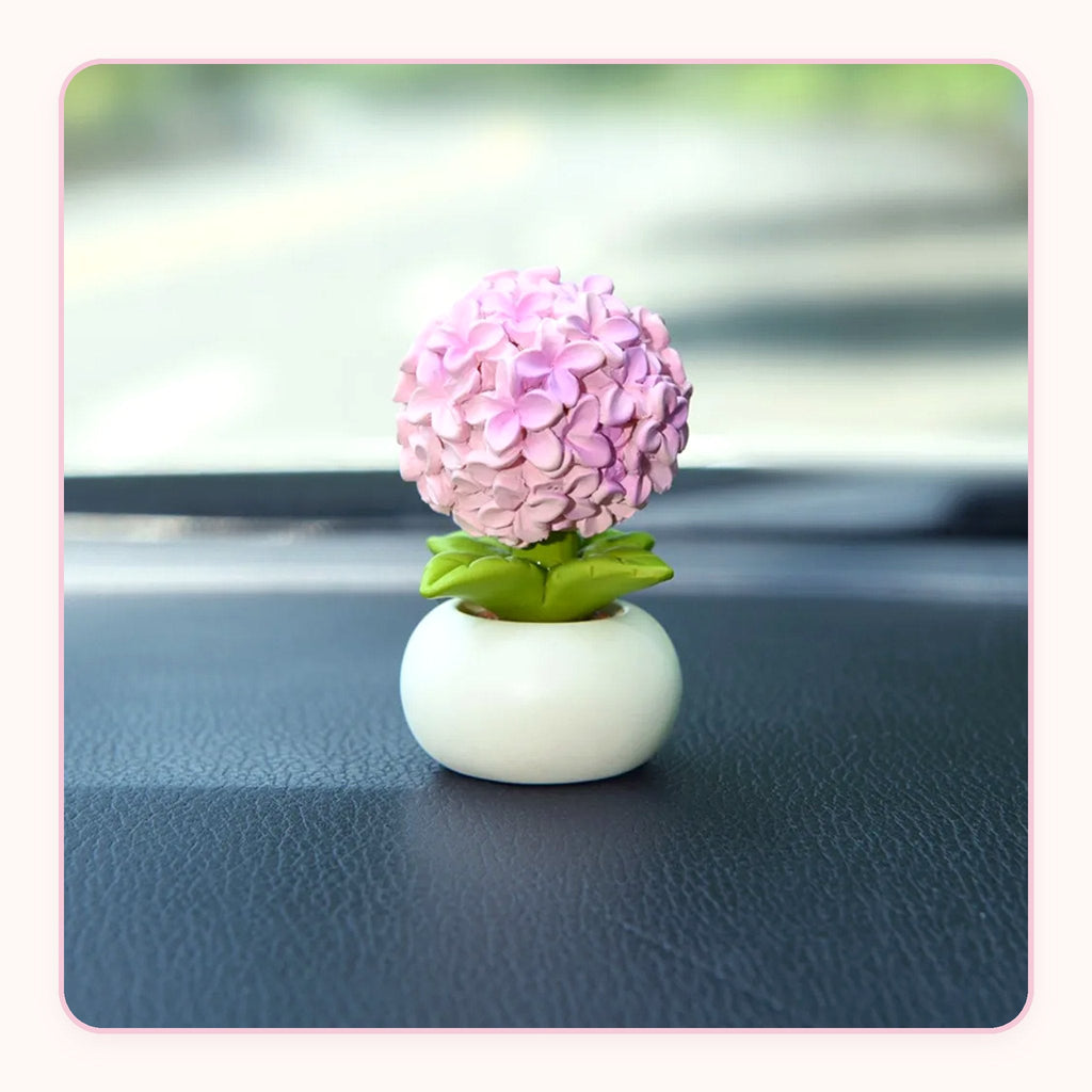 Tiny resin potted flower dashboard decoration