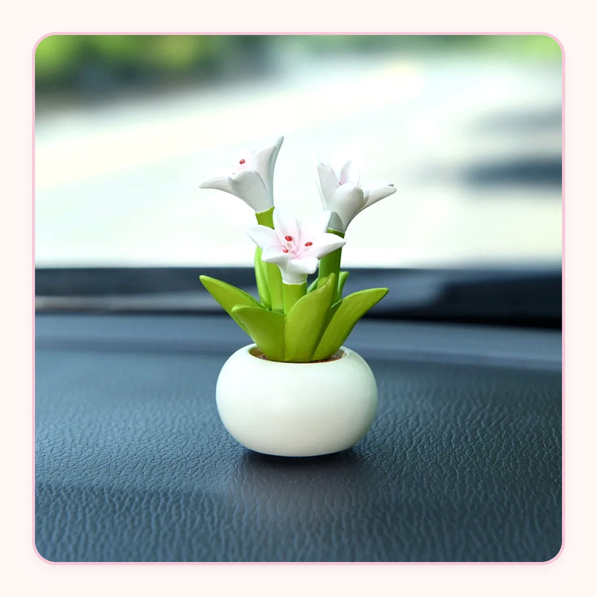 Tiny resin potted flower dashboard decoration