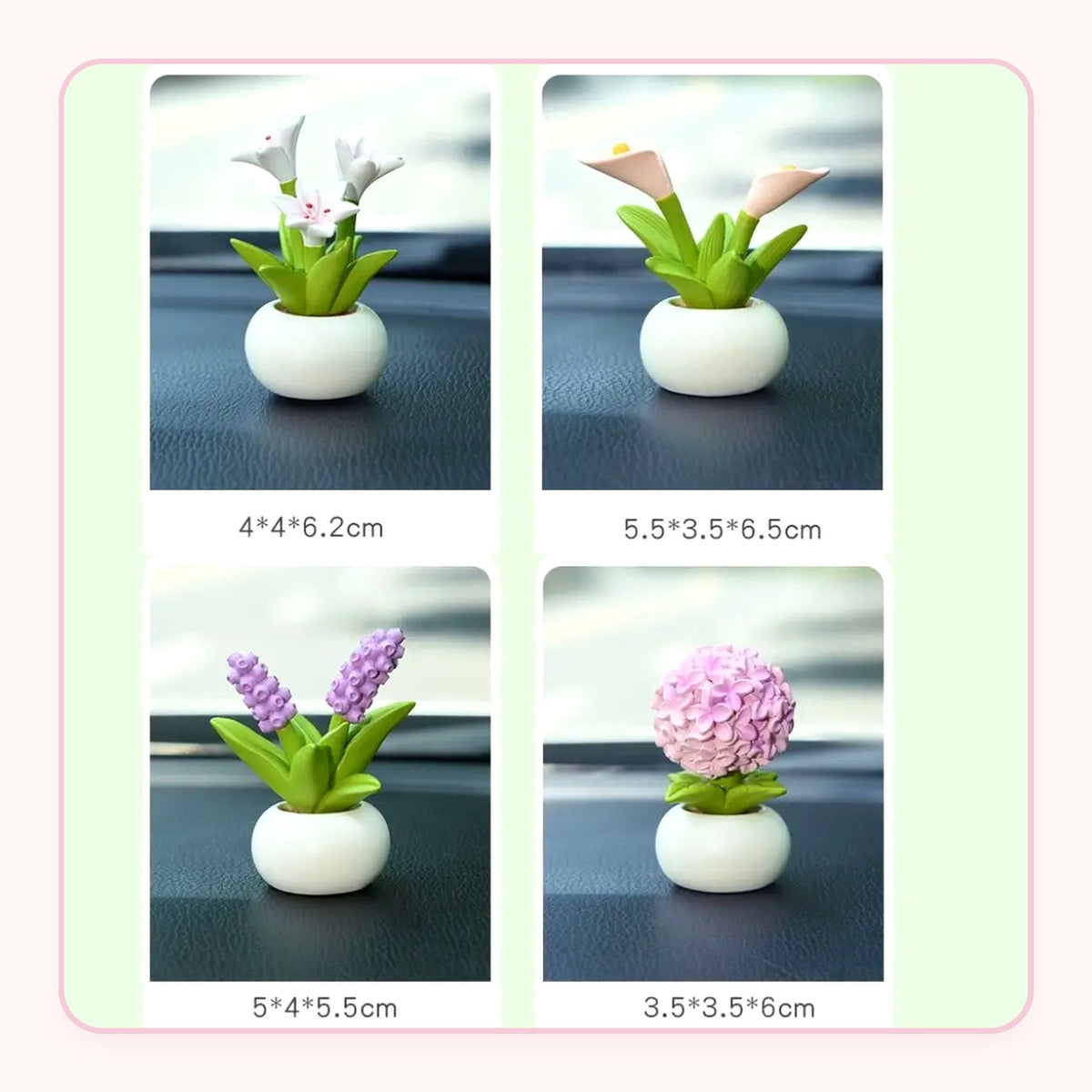 Tiny resin potted flower dashboard decoration